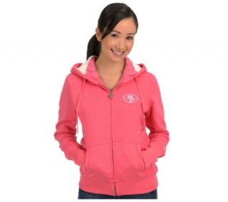 NFL 49ers Womens Jacket with Striped Sweater Lined Hood —