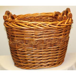 International Caravan Willow and Rope Oval Hamper Baskets (Set of 3) International Caravan Baskets & Bowls