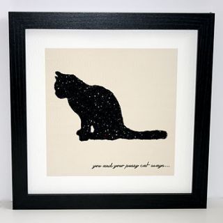 glittered pussy cat framed art print by debono & bennett