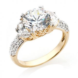 4.32ct Absolute™ Round with Half Moon Sides and Pavé Band Ring