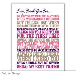 personalised thank you print by rosie robins