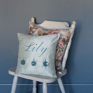 blue silk personalised cushion by miafleur
