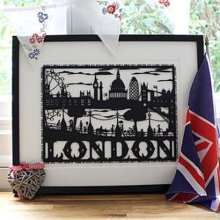 london skyline folk art papercut by mimi & mae