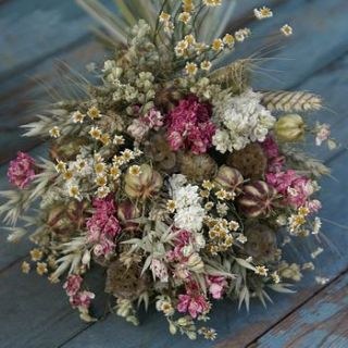rustic dried flower wedding bouquet by the artisan dried flower company