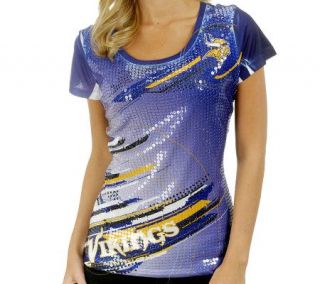 NFL Vikings Womens Sublimated Sequin T Shirt —