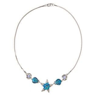 La Preciosa Sterling Silver Created Blue Opal Sea Life Necklace La Preciosa Gemstone Necklaces