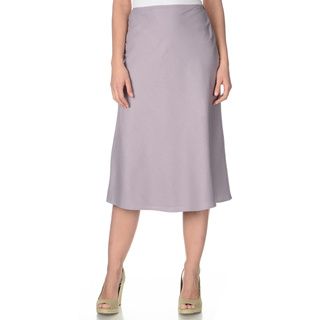 La Cera Women's Lavender Silk A line Skirt La Cera Mid length Skirts