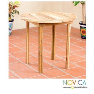 Handcrafted Teakwood 'Mexican Sierra' Round Accent Table (Mexico) Novica Coffee, Sofa & End Tables