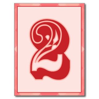 Pink Plaid Number "2" Typography Banner Card Postcards