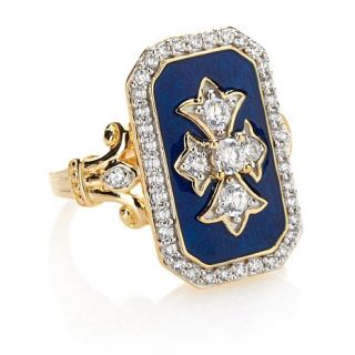 Xavier .71ct Absolute™ Sapphire Blue Enamel Floral Appliqué Ring