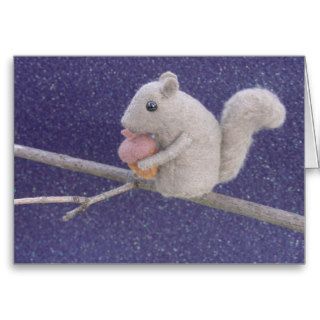 Squirrel in the Night on Branch with Snow Greeting Card
