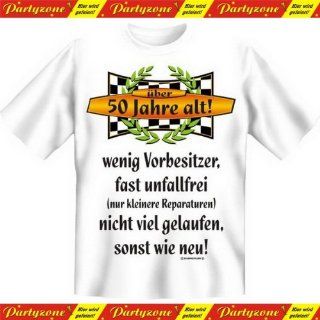Geburtstag Sprche Tshirt 50 Jahre alt wenig VorbesitzerFb. wei Sport & Freizeit