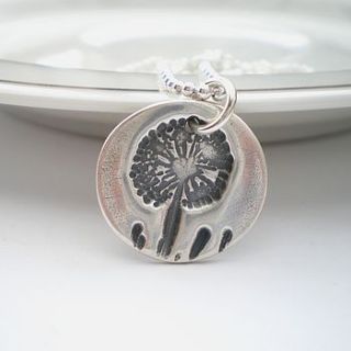 round dandelion wish silver pendant by ali bali jewellery