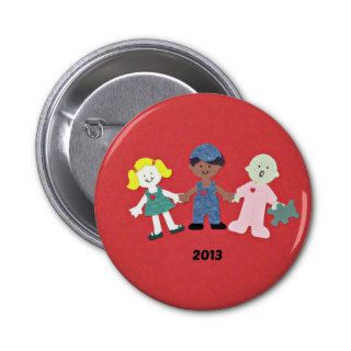 Multicultural children holding hands, 2013 pin