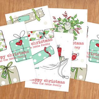 10 personalised christmas cards pack by lucy sheeran