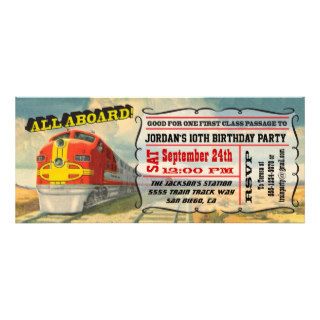 BIG Vintage Train Ticket Birthday Party Invitation