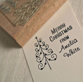 personalised christmas tree rubber stamp by pretty rubber stamps