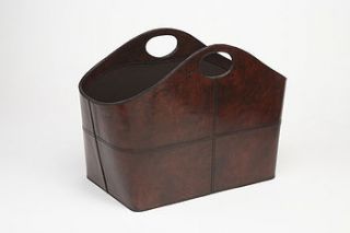 leather magazine basket by life of riley