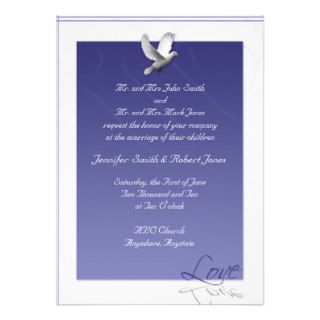 White Dove on Periwinkle Love Personalized Invite