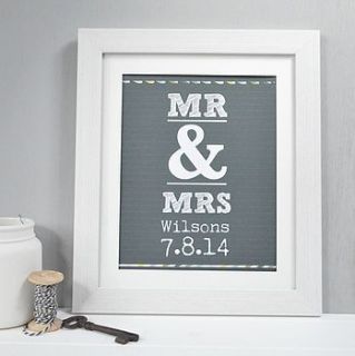 personalised mr and mrs framed print by tilliemint loves