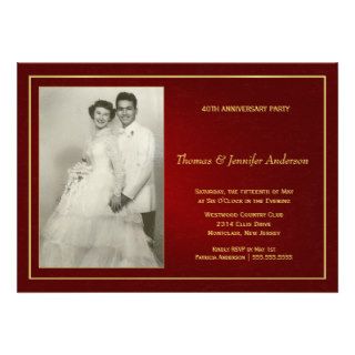Ruby Wedding Anniversary Invitations   40th