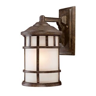Wall mount 1 light Outdoor Black Coral Light Fixture with Glass Shade Wall Lighting