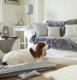 kendal grey stripes cushion dog bed by the stylish dog company