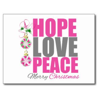 Hope Love Peace Ornament Post Cards