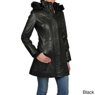 Knoles   Carter Womens 7/8 length Faux Fur Trimmed Hooded Leather Jacket