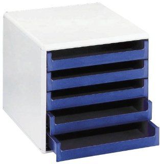 Schubladenboxen   mit 5 offenen Schubladen, hellgrau/hellgrau Gehuse /Schubladenfarbe hellgrau/hellgrau Auenmae (B x H x T) 284 x 260 x 359 mm Bürobedarf & Schreibwaren