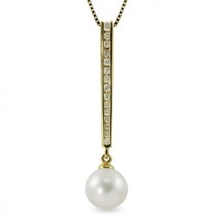 Imperial Pearls 14K Gold 8 8.5mm Cultured Fresh Water Pearl and 0.18ct Diamond