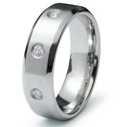 Men's Satin Finished Stainless Steel Cubic Zirconia Ring West Coast Jewelry Men's Rings