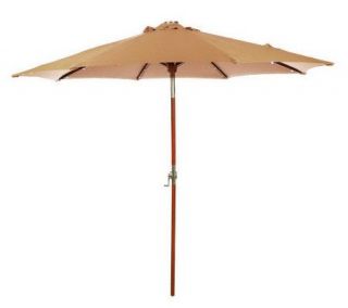 Southern Casual 9 Wooden Solar Market Umbrella w/Crank & Tilt —