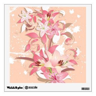Beautiful girly trendy vintage pink white flowers wall decals