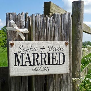 personalised hanging wedding sign by delightful living weddings