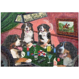 Bernese Mountain Dogs Playing Poker 252 Pc. Puzzle with Photo Tin   Plaques