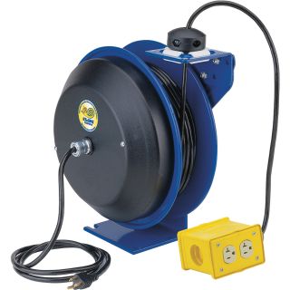 Coxreels EZ-Coil Safety Series Power Cord Reel with Quad Receptacle — 50ft., Model# EZ-PC13-5012-B  Cord Reels