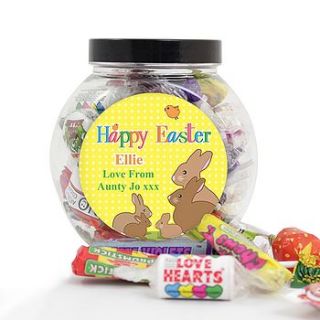 personalised easter bunny sweet jar by hope and willow