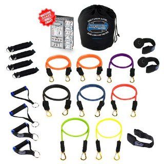 Bodylastics 19 pcs *STRONG MAN XT (254 lbs.) Quick Clip Resistance Bands System with 7 D.G.S. anti snap exercise tubes, Heavy Duty components & 7 DVDs  Sports & Outdoors