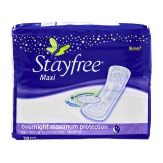 Stayfree Maxi Overnight Maximum Protection Pads, 28 CT (Pack of 6)  Sanitary Napkins  Grocery & Gourmet Food