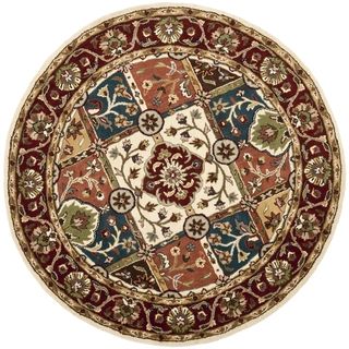 Handmade Heritage Panels Multi/ Red Wool Rug (3'6 Round) Safavieh Round/Oval/Square