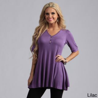 24/7 Comfort Apparel 24/7 Comfort Apparel Womens Half sleeve Tunic Top Purple Size L (12  14)
