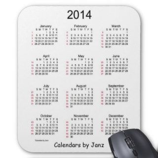 52 Week Calendar 2014 Black and White Mouse Pad
