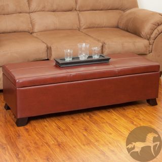 Christopher Knight Home Cambridge Saddle Brown Bonded Leather Storage Ottoman