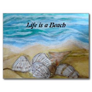 Seashells on the Beach Abstract Painting Postcard