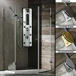 Vigo Self closing Frameless Neo angle 3/8 inch Clear Shower Enclosure
