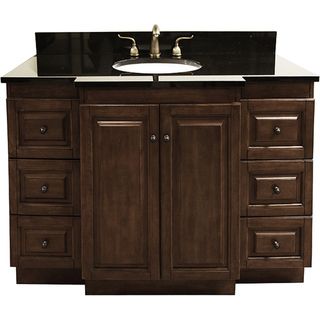 Granite top 48 inch Single sink Bathroom Vanity With Antique Brass Hardware