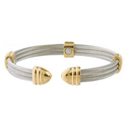Sabona Classic Cable Stainless Steel And 18k Gold plating Magnetic Bracelet