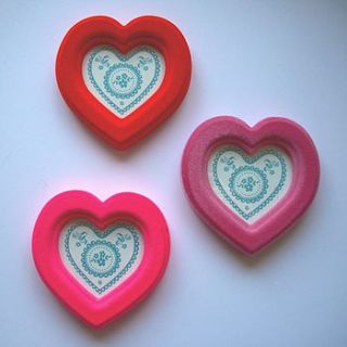 flocked heart photo frame by thomas & vines