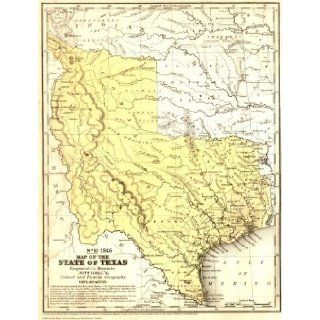 1846 Texas State~Stovepipe~Map~Mitchell~Print~24" x 18" Pete Charlton Books